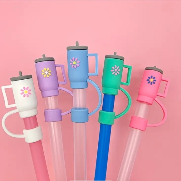 NEW! Silicone Straw Cover Topper For Tumblers, Stanley Cups Straw Caps Blue 1pc - Picture 3 of 4